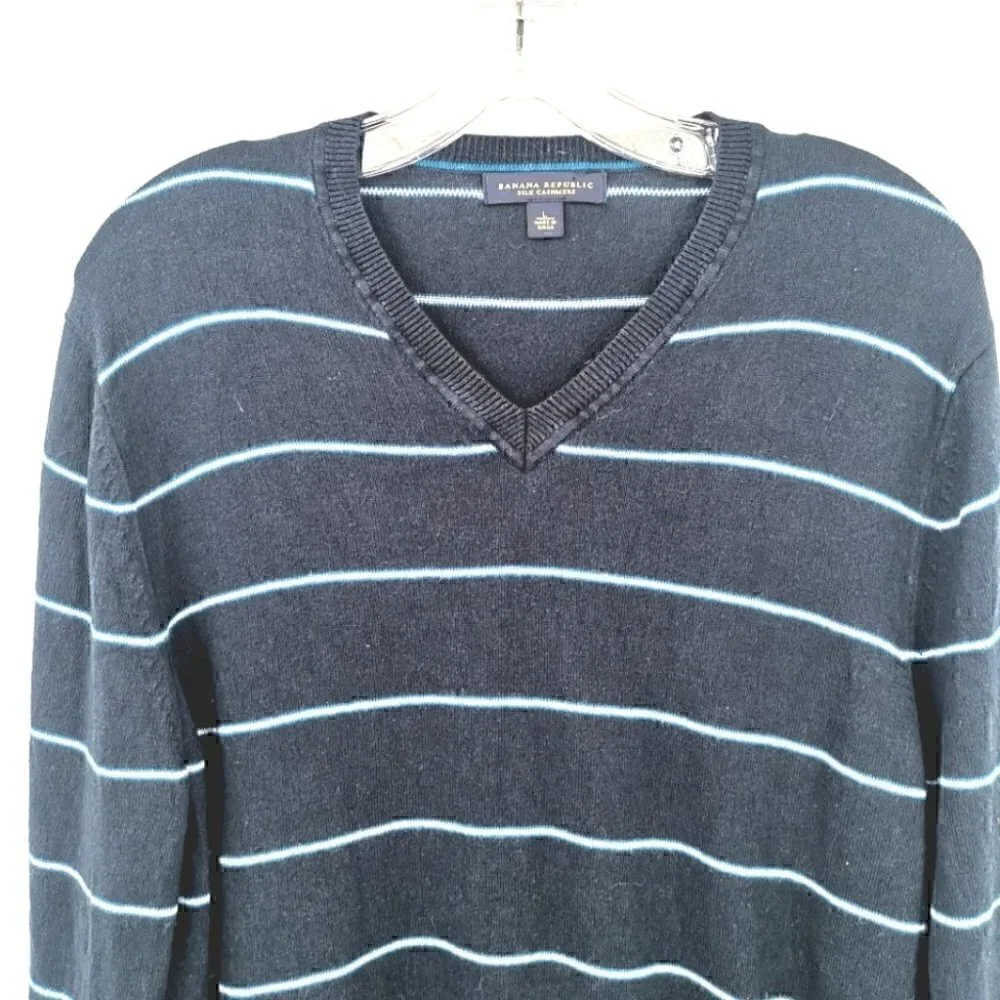 Banana Republic Men's L Silk Cashmere Striped - Picture 2 of 11